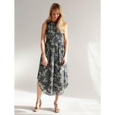 Ulla Johnson Gili Gray & White Floral Smocked Midi Dress 4