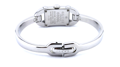 GUCCI 6800L Quartz Watch Bamboo Belt Silver Brown Ivory for sale