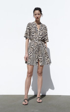 FINAL SALE- ZARA Printed Crossed Animal Print Short Dress - Size L