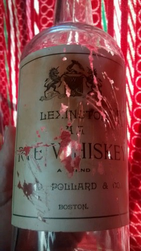 Clear 3 piece mold Boston Whiskey bottle partial label - Picture 2 of 6