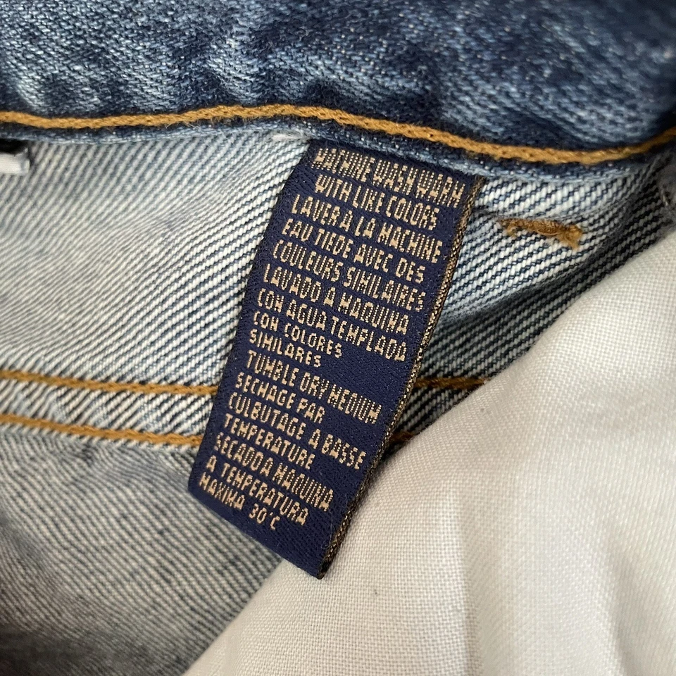 Pantalones de mezclilla rectos con botones de bolsillo de algodón Capezio Petites para mujer talla 6S Foto 4 de 4