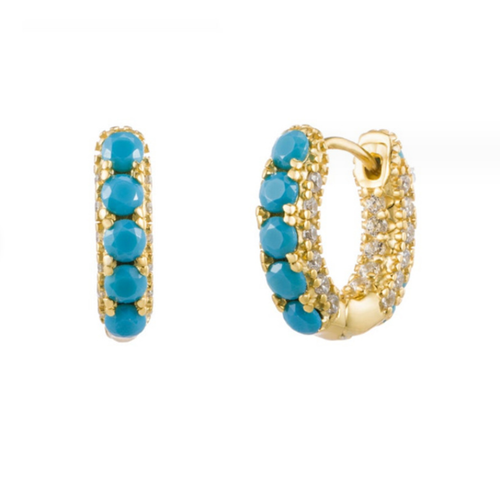 6/7/9/11mm 2Pcs Sterling Silver Turquoise CZ Huggie Hoop Small Earrings PE36 - 第 8/8 張圖片