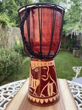 Djembe Drum - Animal Carving Design - Various Sizes - Fair Trade