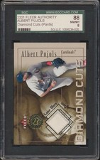 2001 Fleer Authority Albert Pujols RC Diamond Cuts Game Used Rookie SGC 88