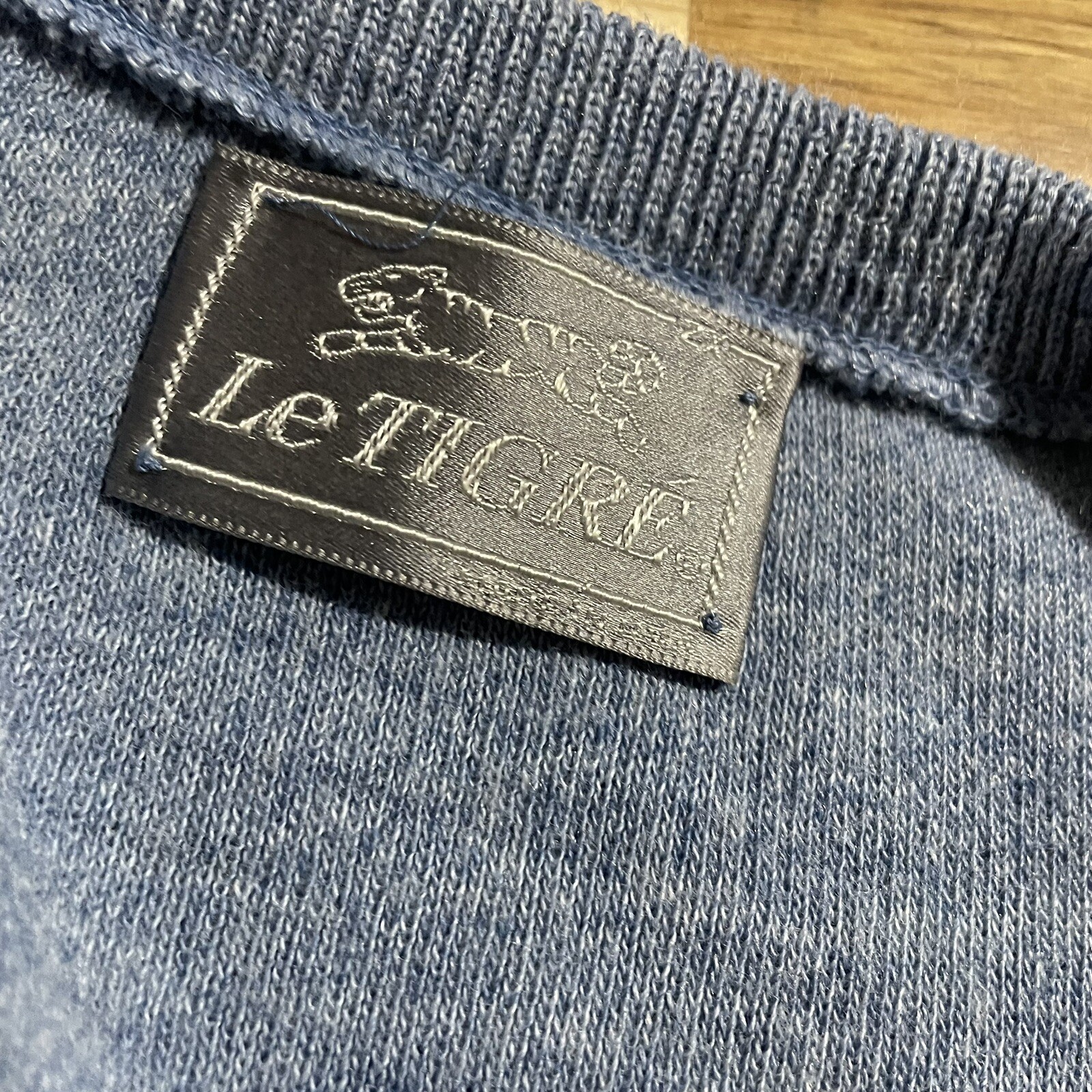 Vintage LE TIGRE Sweater V-NECK Mens 2XL JUMPER Blue Pullover Made in USA 80’s image 2