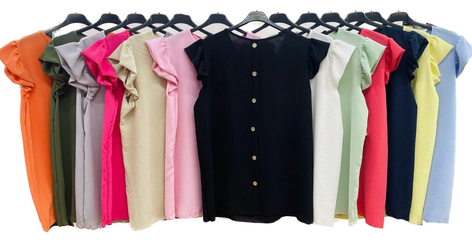 New Women's Lagenlook Button Back Vest Top Woven Frill Cap Sleeves Ladies Shirt