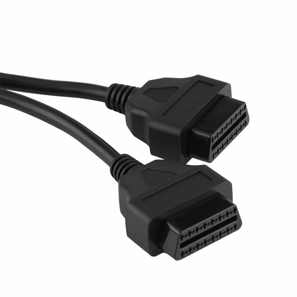 YACSEJAO 16 Pin OBD2 OBDII Splitter Y Kabel, OBDII Mannelijke naar Dual Vrouwelijke Adapter Auto Diagnose Kabel, 32cm