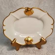 Vtg 1938 German Candy Dish 6 3/4" Gold Trim- Signed E Bretnall - EUC 