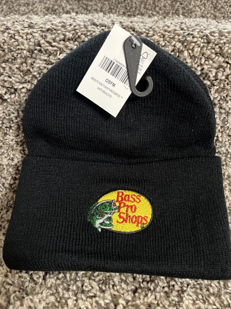 NWT Bass Pro Shops Beanie Stocking Hat Black Hunting Boating Fishing