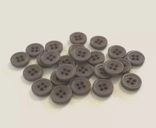 24 Buttons Gray Brown Plastic 4-Hole Sew Through Sewing 11 mm #BK48