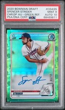 SPENCER STRIDER ROOKIE 2020 Bowman Chrome GREEN REFRACTOR PSA 9 MINT AUTO 10 GEM
