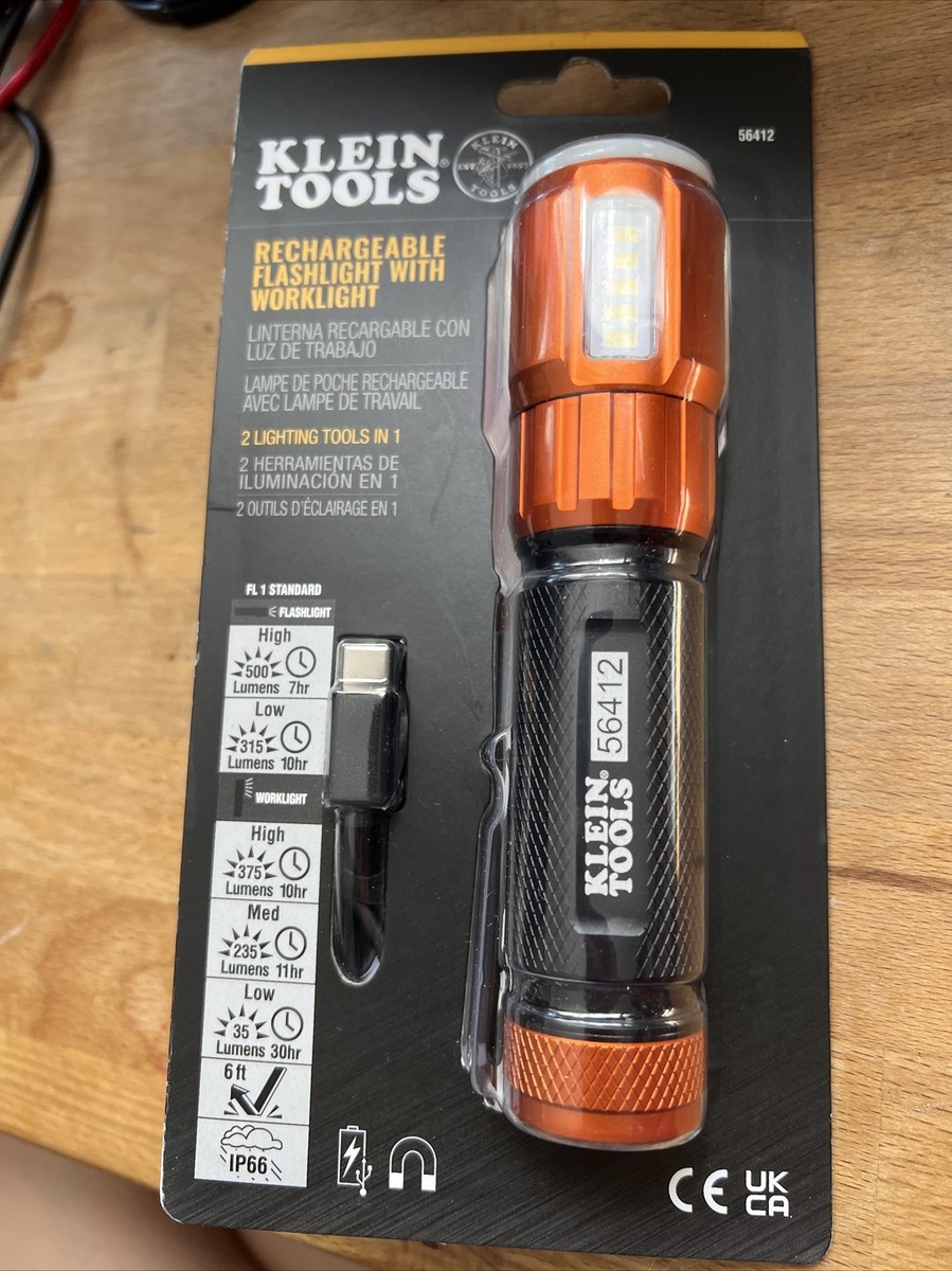 2 and 1 led rechargeable flashlight Klein Tools 56412 Rechargeable LED Flashlight with Work Light 2 in 1