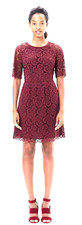 Madewell Magnolia Floral Crochet-Lace Mini Dress Fit & Flare Size 4 Burgundy EUC