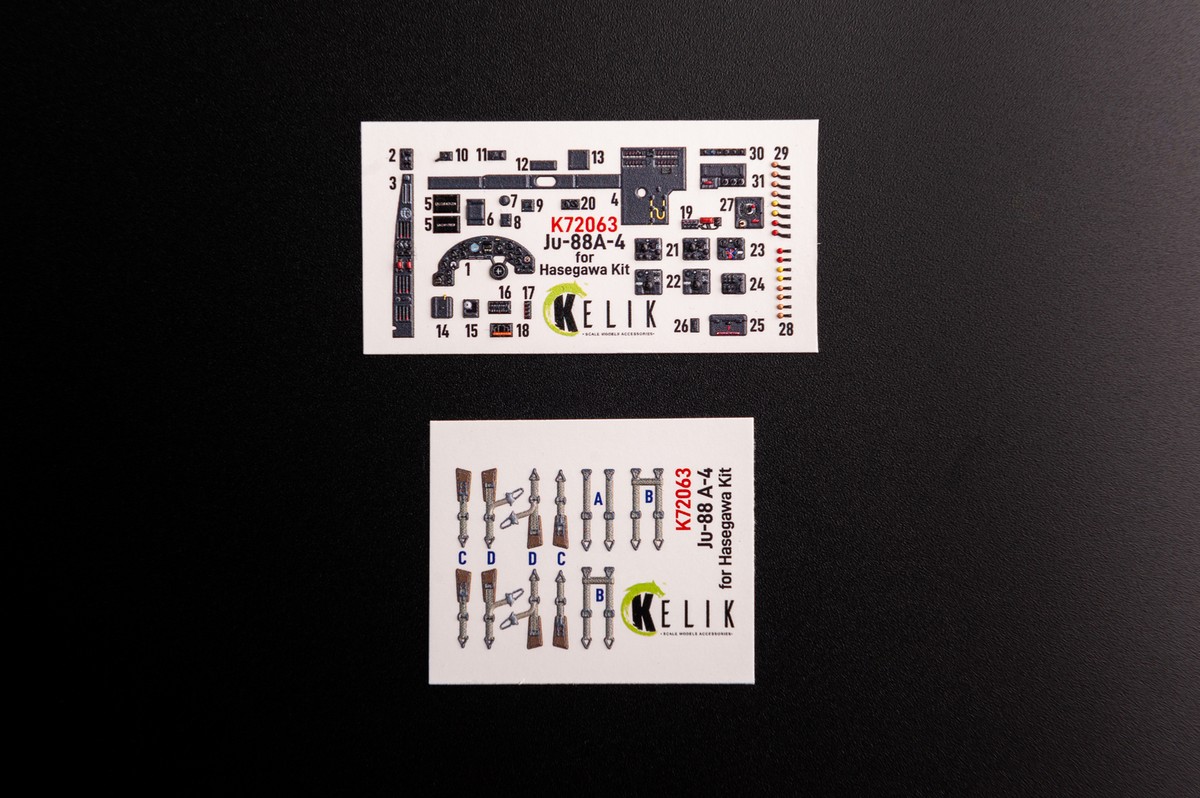 Junページ Kelik K72063 1:72 Junkers JU 88 A-4 interior 3D decals for