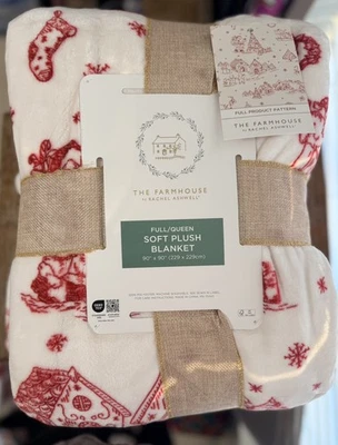 THE FARMHOUSE Rachel Ashwell Shabby Chic Christmas Blanket 90x90