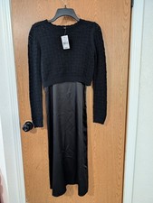 Freshman Pencil Maxi Black Dress w/ Sweater Cover Set - Sz XS - NWT $69