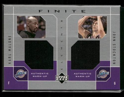 2002-03 UD Finite #KM/JS Karl Malone John Stockton Elements Dual Warm-Ups - Picture 1 of 2