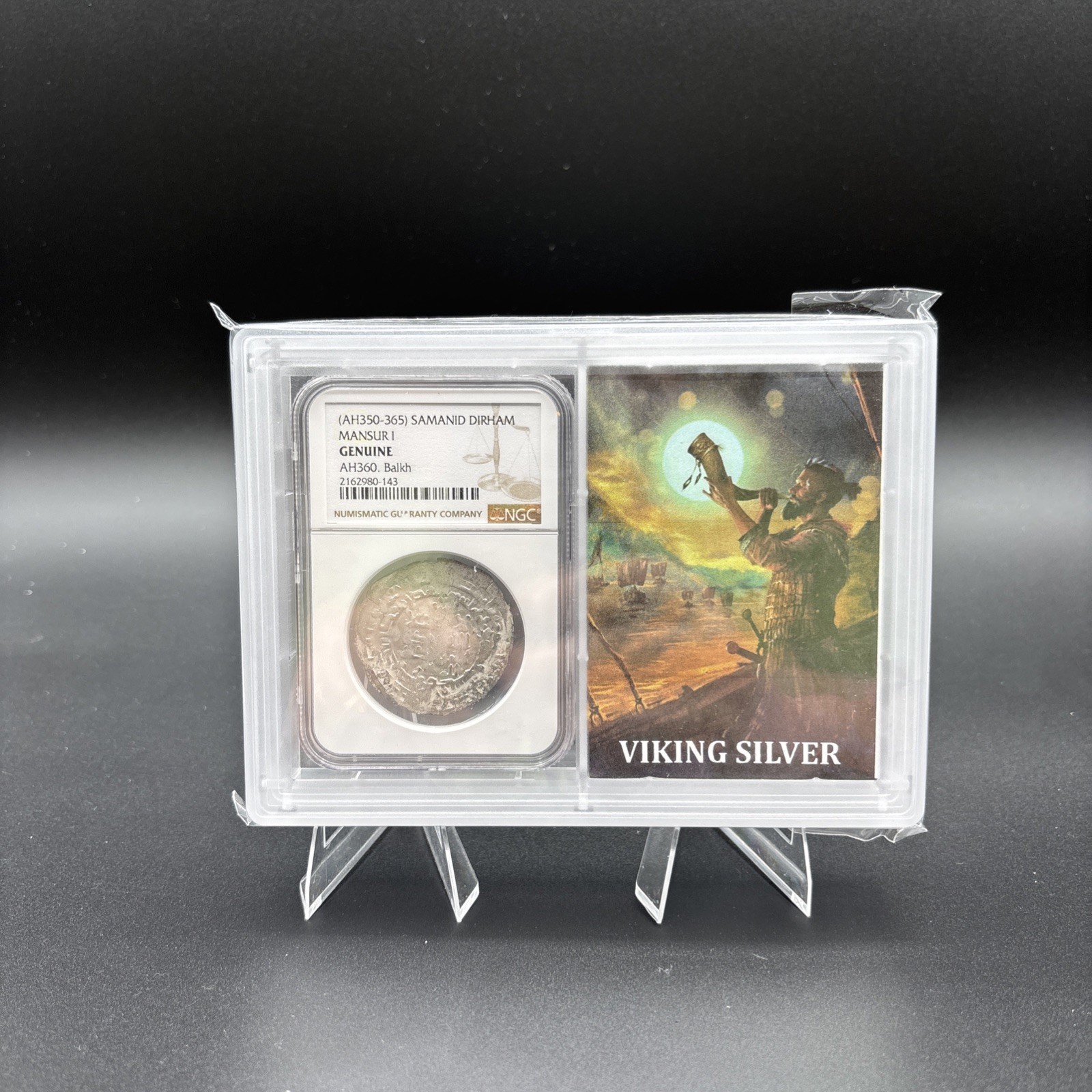 Viking Silver! (AHR350-365) Samanid Dirham Mansur I.  AH360 Balkh NGC Genuine