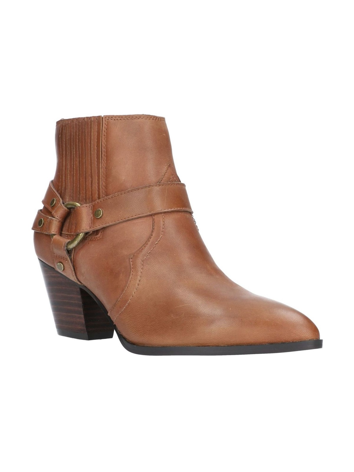 BELLA VITA Womens Beige Harness Accent Cushioned Zip-Up Leather Booties 6.5 M
