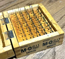 Meyer M-O .011 - .060 Minus Plug Gage Set Lot Wire Gauge Pin Drill Wood Box Case