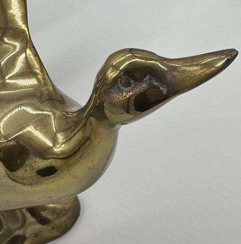 Mid-Century Modern Made In Korea Large Brass Two Ducks in Flight Sculpture - Picture 16 of 17
