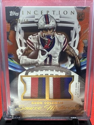 2024 Topps Inception KEON COLEMAN Rookie Source Materials Dual Patch Orange /50