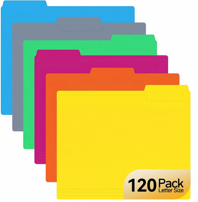 120 Pack Colored File Folders Letter Size 8.5x11 1/3 Cut Tab Office Set