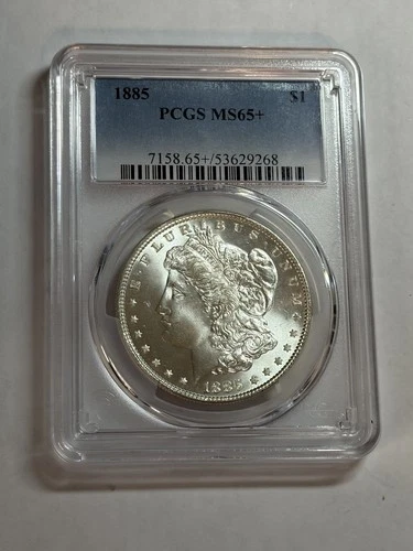 1885 $1 Morgan Silver Dollar PCGS MS65+ Blast White Better Date
