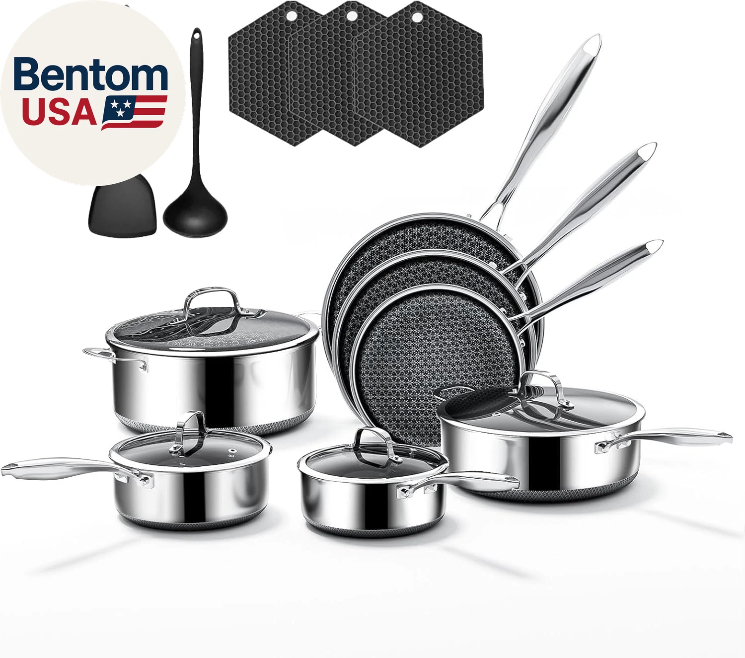 16-Piece 5 Ply Stainless Steel Cookware Set with Lids, Pots and Pans Set Non Sti
Opens in a new wind