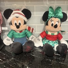 Mickey  Minnie Mouse Plush Holiday Cheer Christmas Disney Store 2021 Stuffed 18