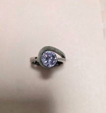 Vintage Purple CZ Cocktail Ring. Sterling. Size 6.5.