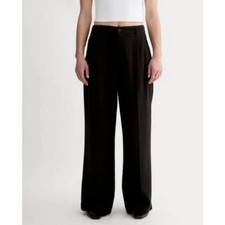 Everlane Womens Pleated Chino Twill Tencel Buttersoft Black Trouser Pants 8 New