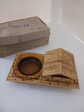 Vintage Bamboo Hut Cigarette Holder Box Smoking Set Amber Ashtray Smoke Stand