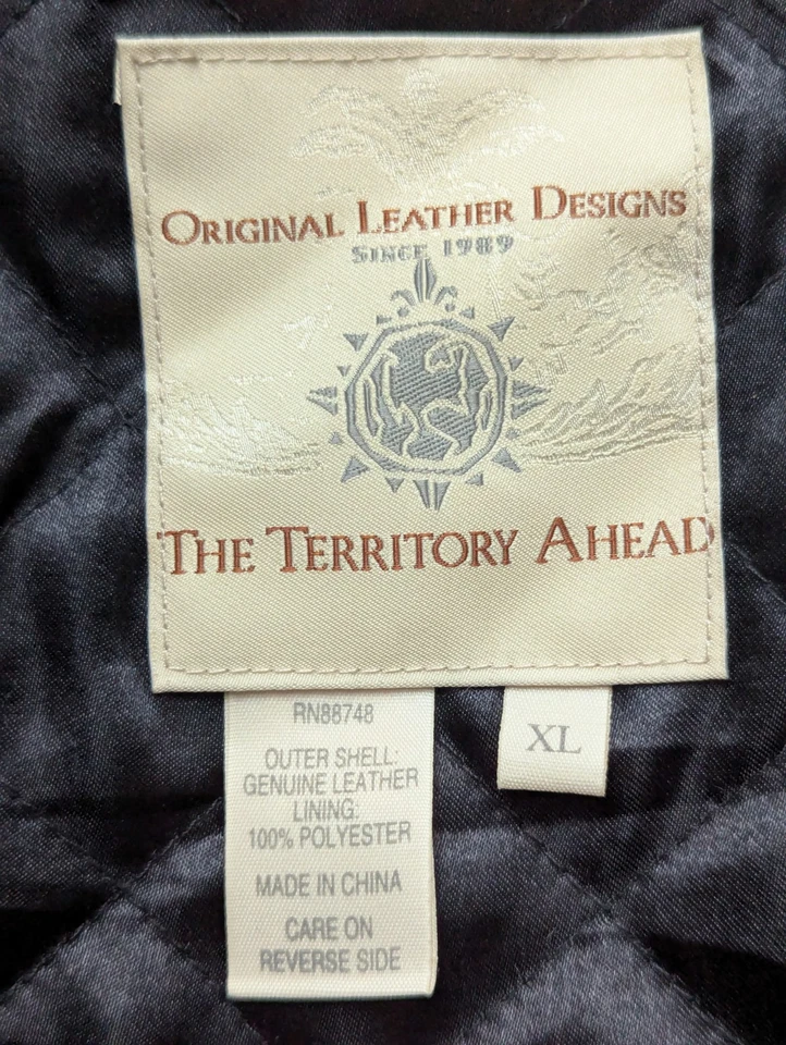 The Territory Ahead  Black Leather XLarge Bomber Jacket Men’s Motorcycle - Image 2 of 4