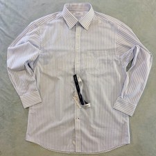Cremieux Men  s Pima Cotton Non Iron Dress Shirt 16/33 Blue White Stripe NWT