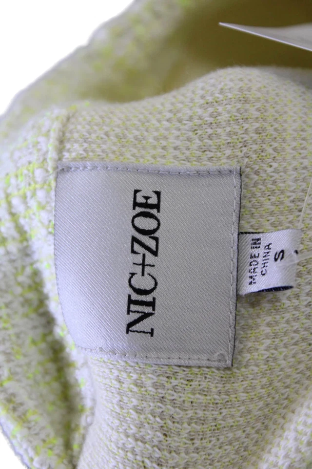 Vestido Nic + Zoe Mujer Tweed Cuello Redondo Manga Larga Abotonado Amarillo Talla S Foto 4 de 4