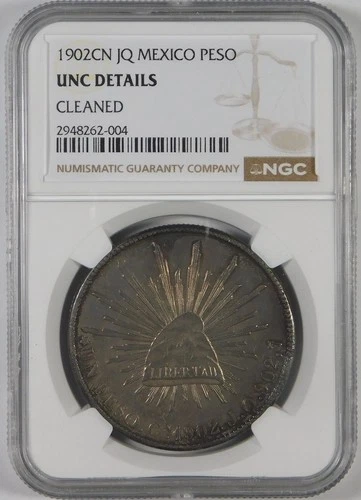 1902-Cn Mexico One Peso Silver Coin NGC UNC Details