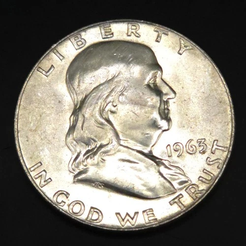 1963-D Franklin Half Dollar 90% Silver Uncirculated Brilliant Luster High Grade