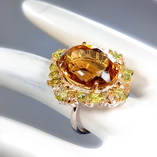 Handmade 24ct+ Natural Citrine Quartz Ring 925 Sterling Silver Size 8.5 /R417777 - Picture 3 of 8