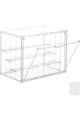 Acrylic Display Case,Upgrade 4 Tiers Clear Display Case with 3 Adjustable Divide