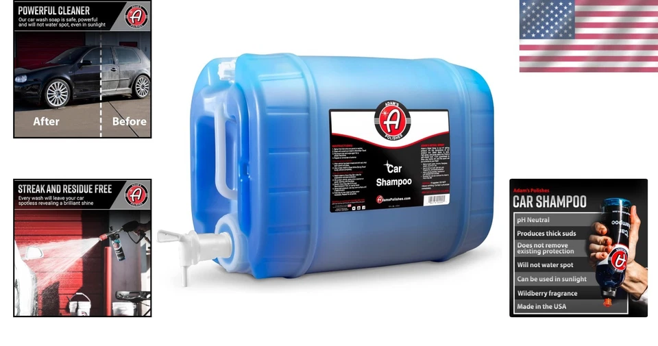 Adam's Car Shampoo 5 Gallon - pH-Balanced Biodegradable Soap - Image 2 of 4