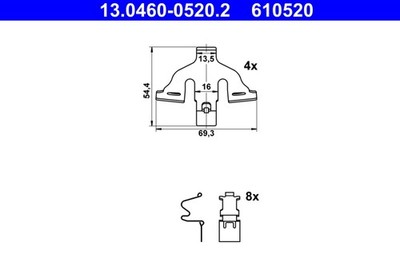 ATE 13.0460-0520.2 Zubehörsatz, Scheibenbremsbelag für AUDI,CUPRA,VW
