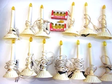 13 Vtg Drip Electric Single Candles Candolier Christmas Yellow Bulbs Window Deco