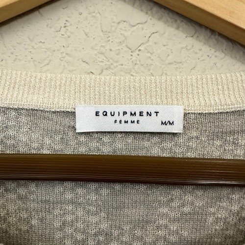 EQUIPMENT Femme Pullover Sweater Womens M Cream Floral Cashmere Blend Crew Neck - Picture 6 of 9