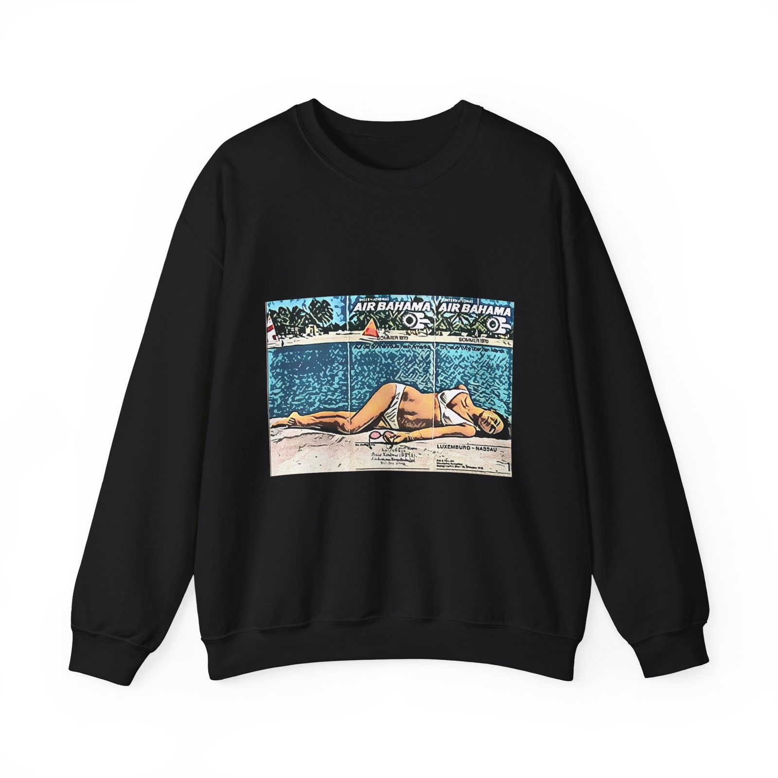 Air Bahama Retro Ad Graphic Print Art LS Unisex Heavy Blend™ Crewneck Sweatshirt