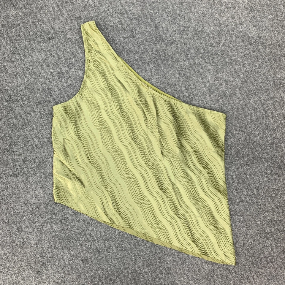 Anthropologie Dolan 背心上衣女式 XL 绿色打褶单肩不对称下摆 — 第 2/4 张图片