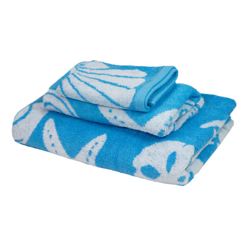 3 Piece Bathroom Towel Set - Seashell Ocean Beach Pattern - Color Options - Soft - Picture 1 of 45