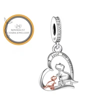 I Love You Forever Dinosaur Heart Dangle Charm