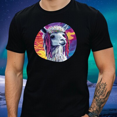 Mens Alpaca Dreadlocks Print Cotton T-Shirt Size XS to 5XL