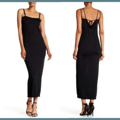 NEW $400 WOLFORD Shiny Viscose Strappy Dress in Black [SZ Small ] #P49